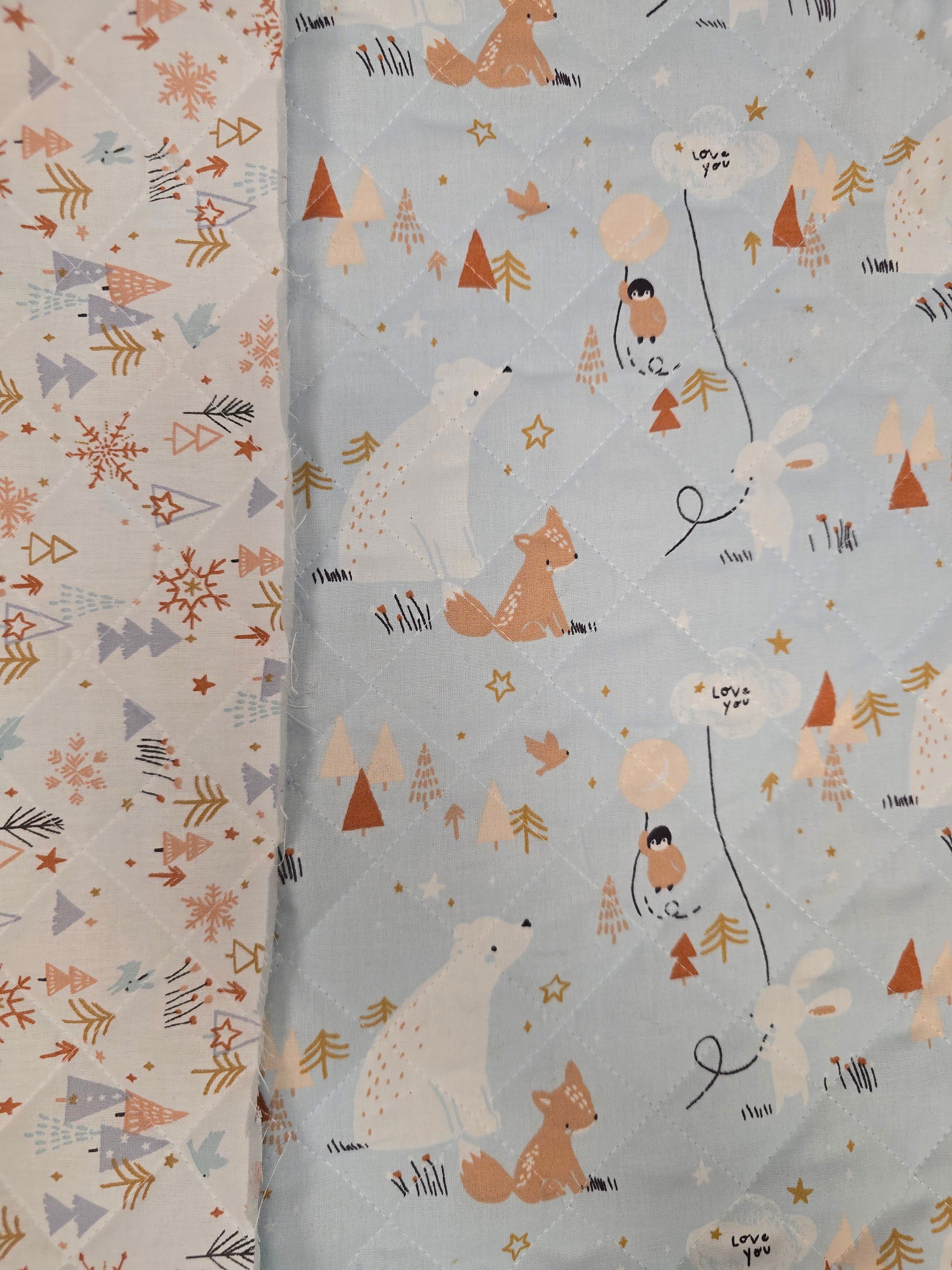 TISSU MATELASSE motif Ours et Renard