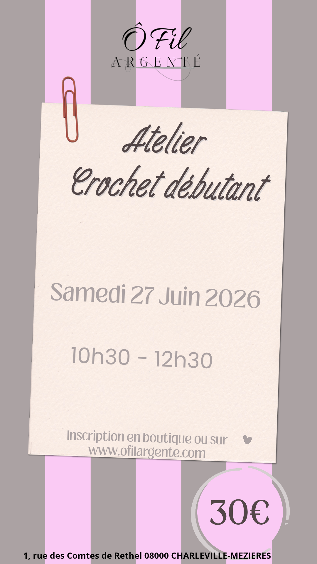 Atelier - Débutant au Crochet  Samedi 27 JUIN 2026