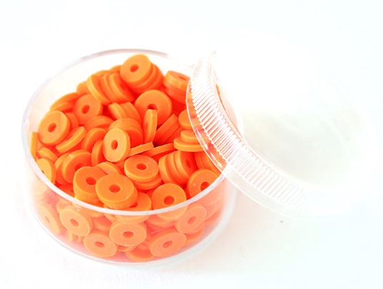 Perles HEISHI 6 mm orange fluo