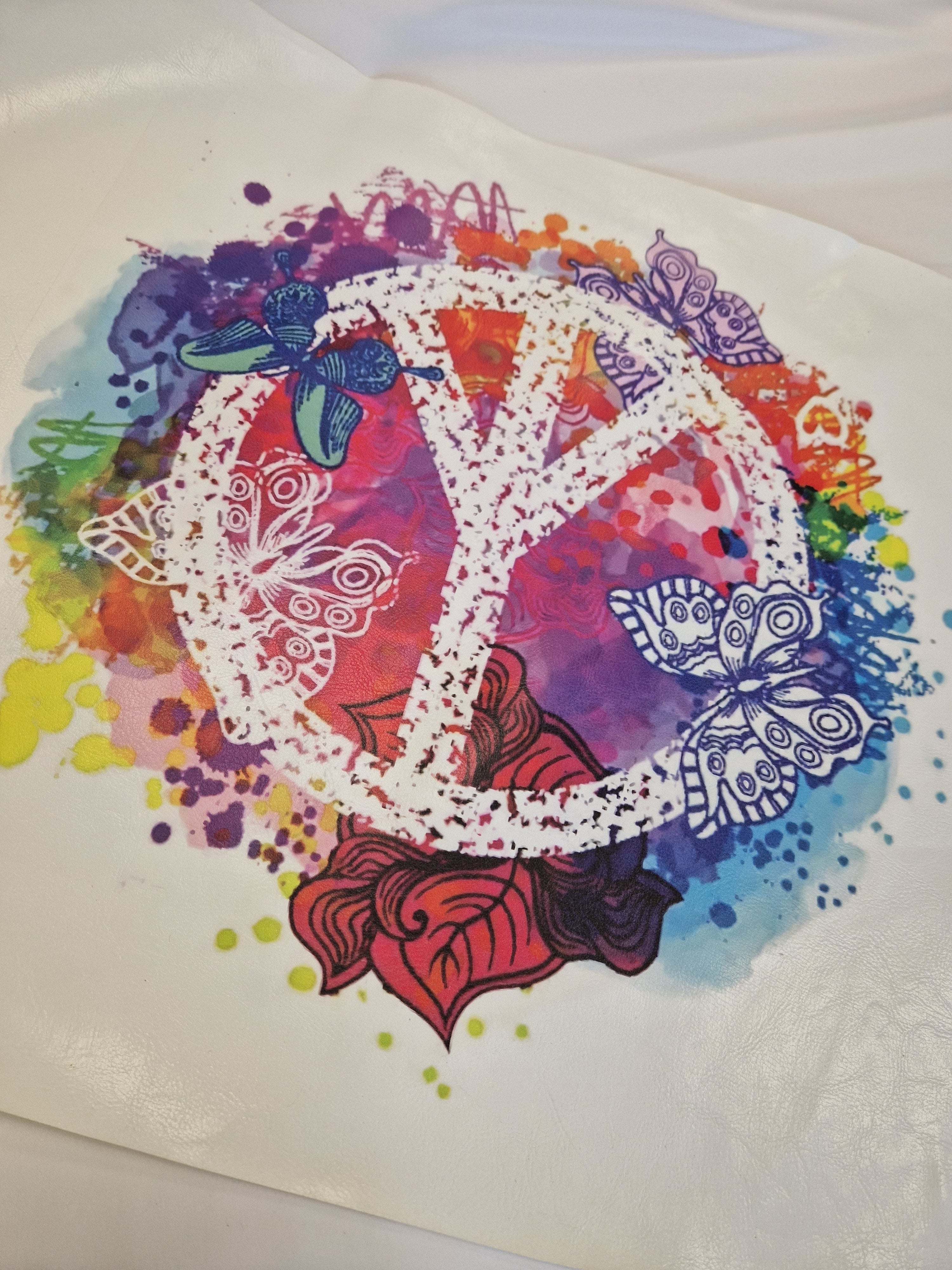 Panneau simili cuir Peace and Love