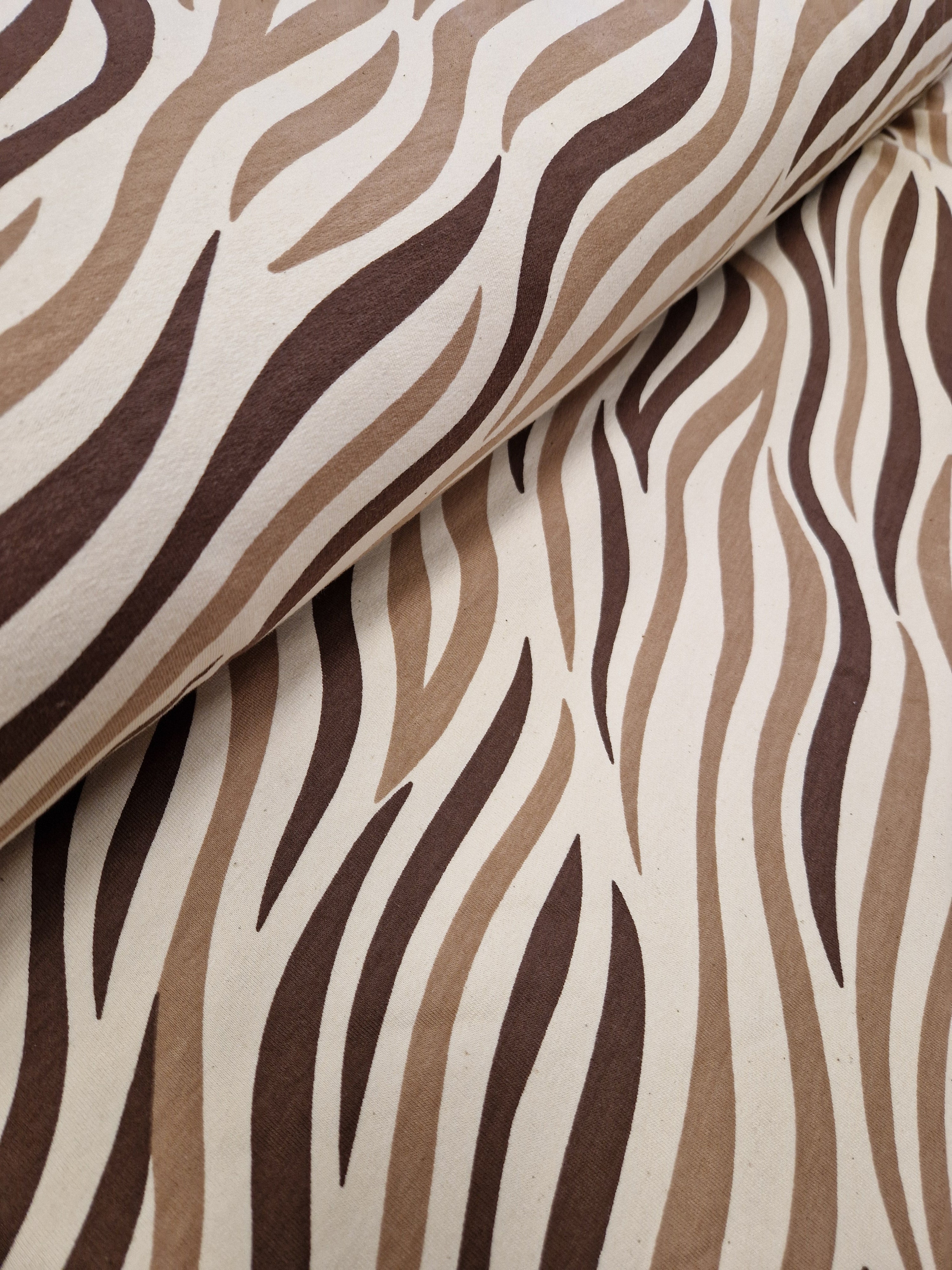 Tissu SWEAT Zébré Beige et Marron