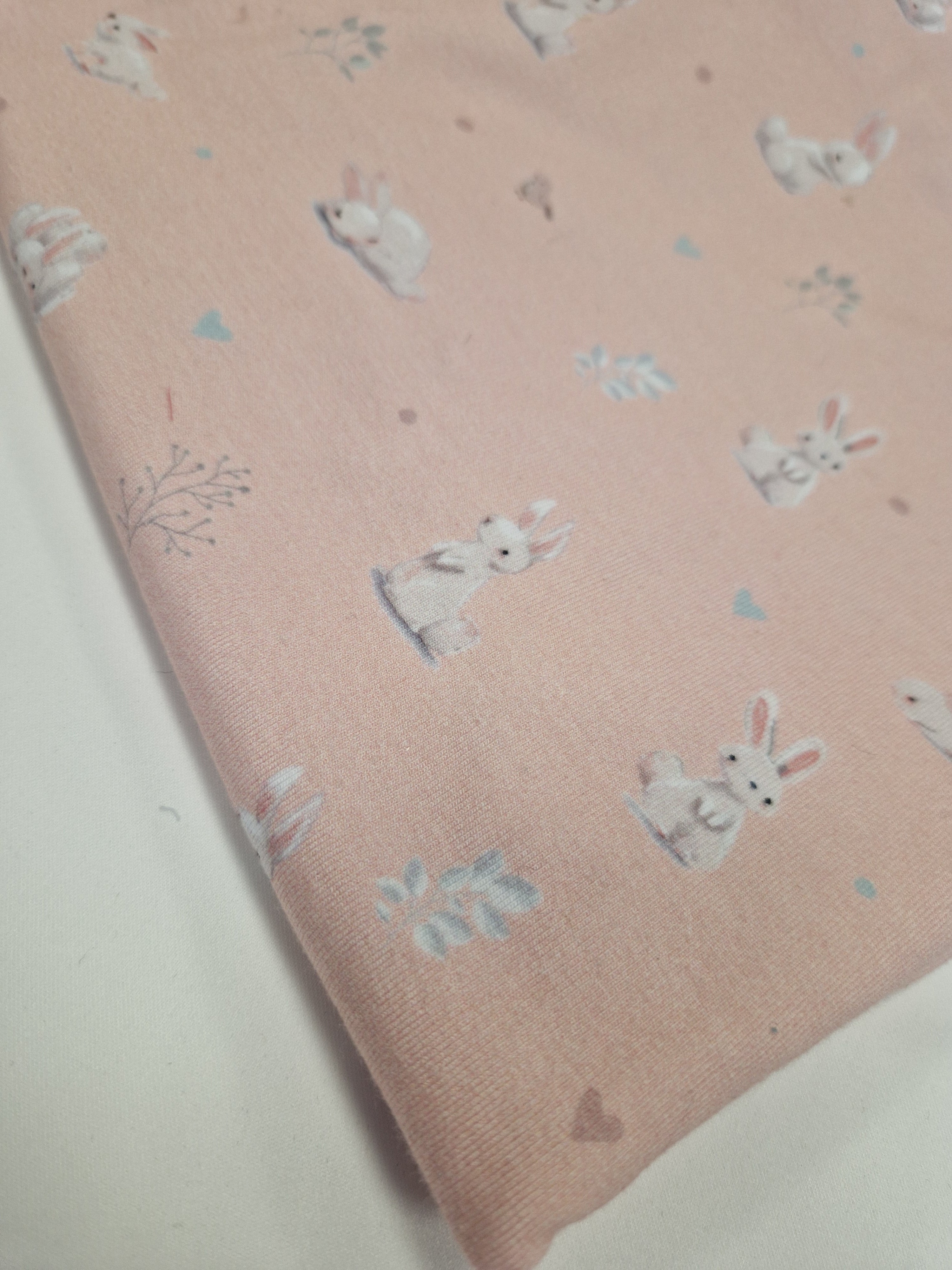 Coupon jersey lapin fond rose